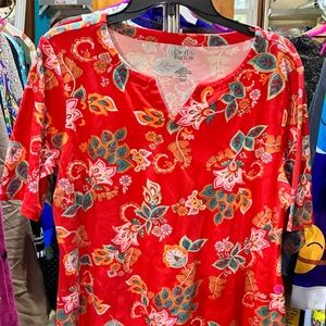 Croft & Barrow Red Floral Blouse